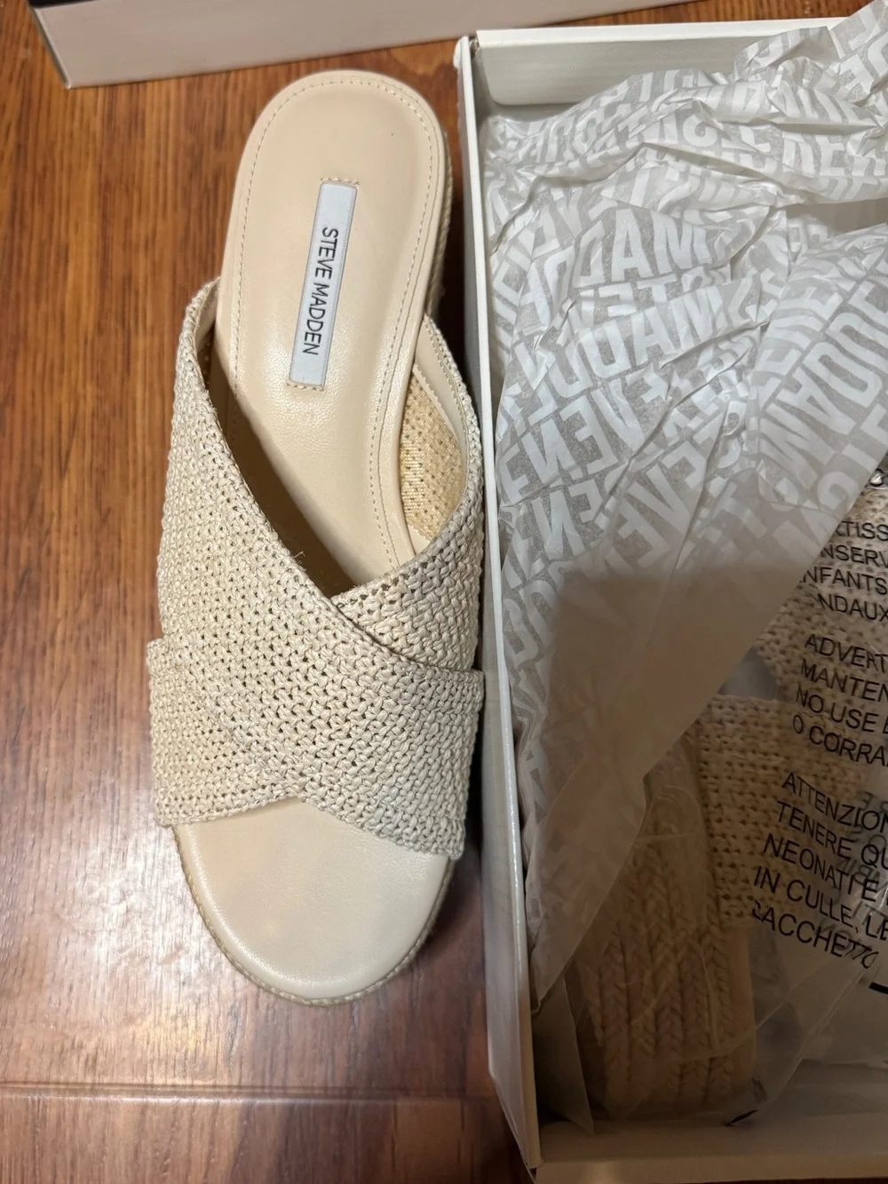 Steve Madden Woven Braided Platform Sandal - Cream